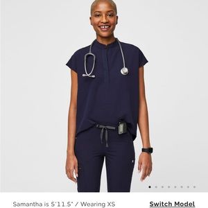 Figs Navy Women’s Rafaela Scrub Top Size Large